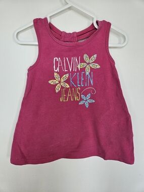 Calvin Klein Jeans Girls Pink Floral Graphic Tank Top Size 4🩷